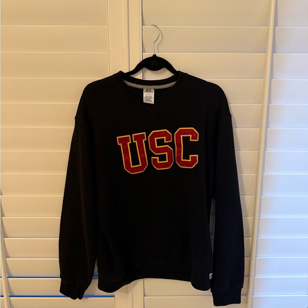 Russell Athletic Black Crewneck Sweatshirt with Red & Gold USC Letters